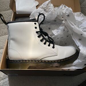 Dr. Martens Kids White Boots with Black Laces